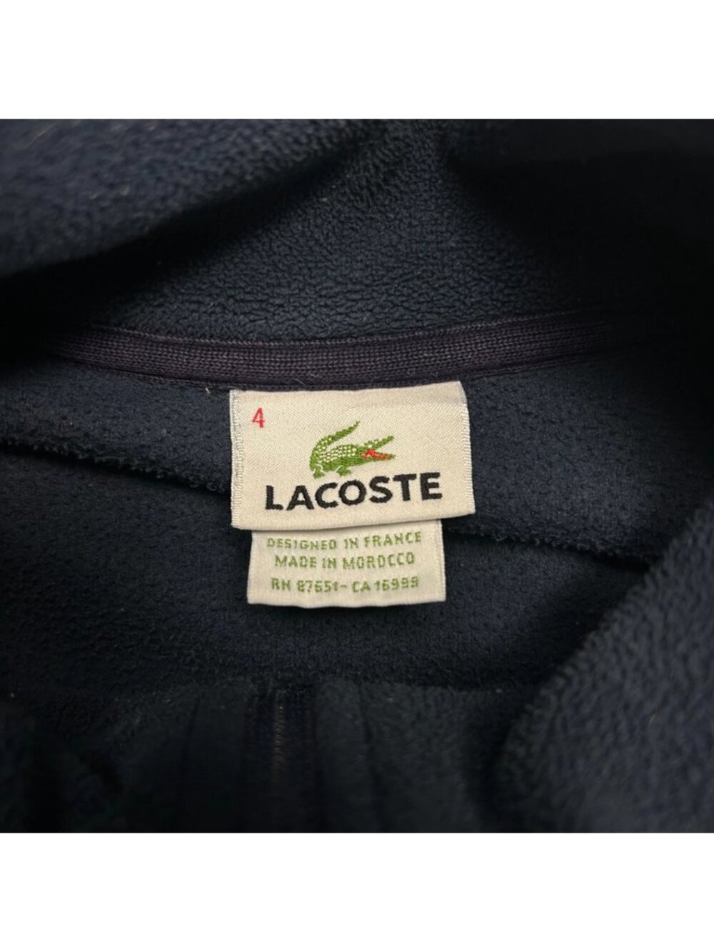 Lacoste Full Zip Fleece Jacket Mens 4 Lg Blue Embroidered Big Logo Long "Read" - Picture 7 of 10